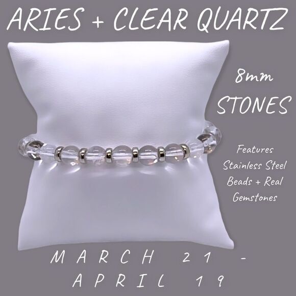 NWT Wool + Pepper Co. Aries + Clear Quartz Bracelet - Zodiac x Gemstone - Picture 3 of 10